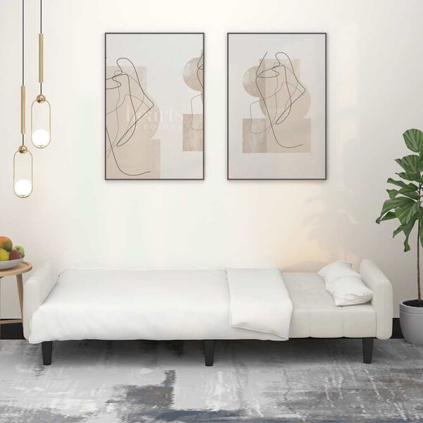 vidaXL Canapé-lit à 2 places crème velours