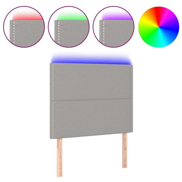 vidaXL T&ecirc;te de lit &agrave; LED Gris clair 80x5x118/128 cm Tissu