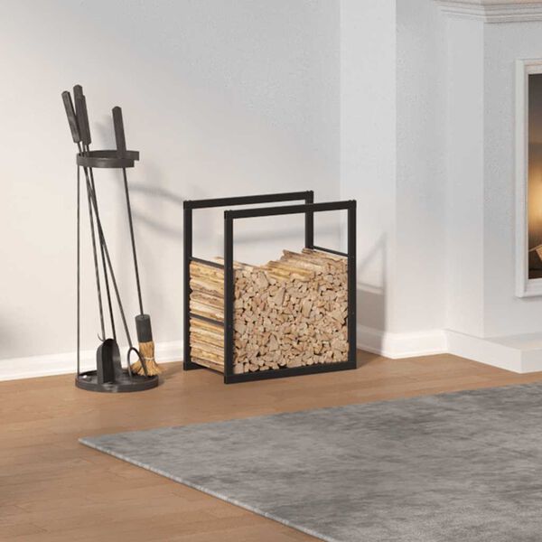 vidaXL Portant de bois de chauffage noir 55x30x61 cm acier