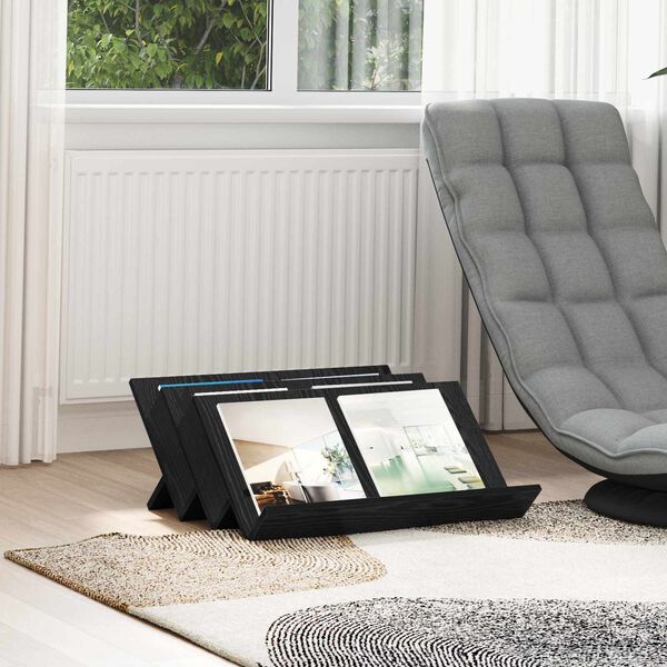 vidaXL &Eacute;tag&egrave;re &agrave; magazines avec &eacute;tag&egrave;re Ch&ecirc;ne noir 65 x 53 x 28,5 cm