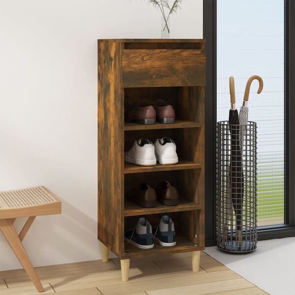 vidaXL Armoire &agrave; chaussures Ch&ecirc;ne fum&eacute; 40x36x105 cm Bois d'ing&eacute;nierie