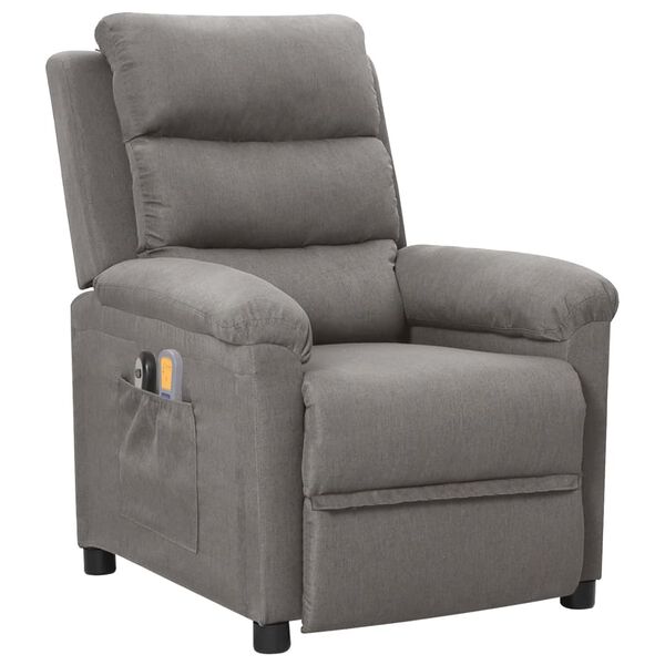 vidaXL Fauteuil électrique de massage Gris clair Tissu