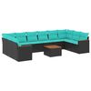 vidaXL Ensemble de canap&eacute; de jardin 11 pcs avec coussins noir r&eacute;sine tress&eacute;e
