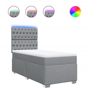 vidaXL Sommier &agrave; lattes de lit avec matelas gris clair 80x200 cm tissu