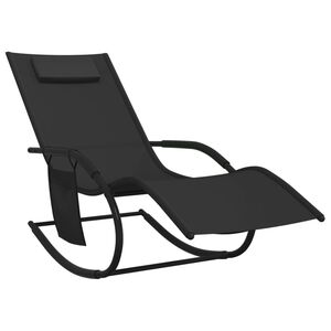 vidaXL Chaise longue à bascule noir acier et textilène