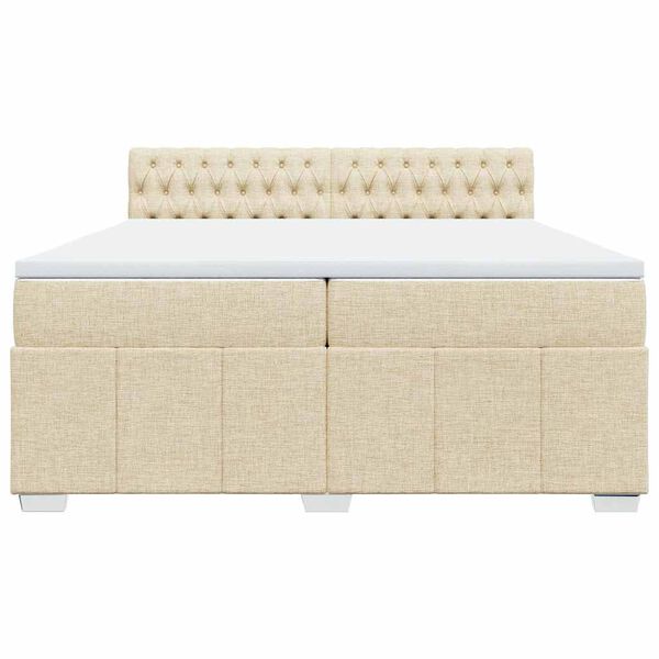 vidaXL Sommier &agrave; lattes de lit avec matelas Cr&egrave;me 200x200 cm Tissu