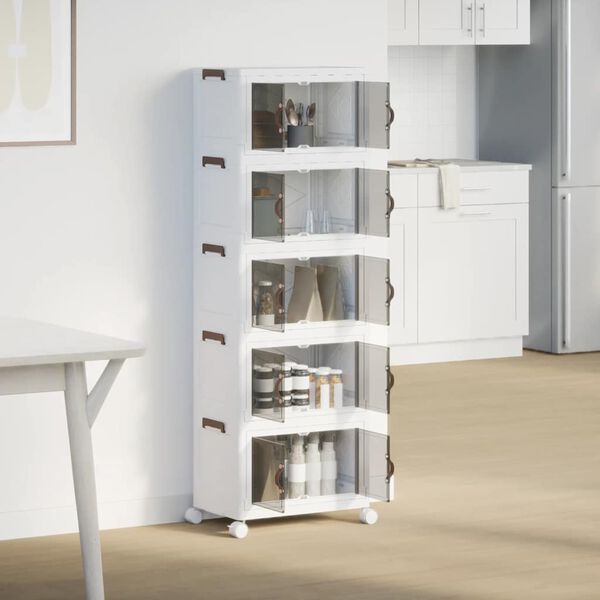 vidaXL Bo&icirc;te de rangement empilable avec roues &agrave; 5 niveaux 28 L