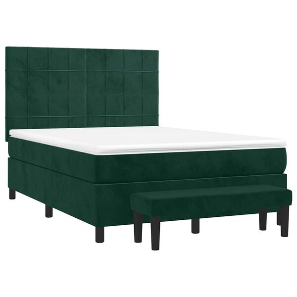 vidaXL Sommier &agrave; lattes de lit et matelas Vert fonc&eacute; 140x190cm Velours
