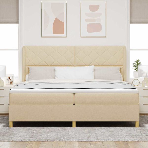 vidaXL Lit &agrave; ressorts avec matelas gris fonc&eacute; 90x190 cm Cr&egrave;me tissu