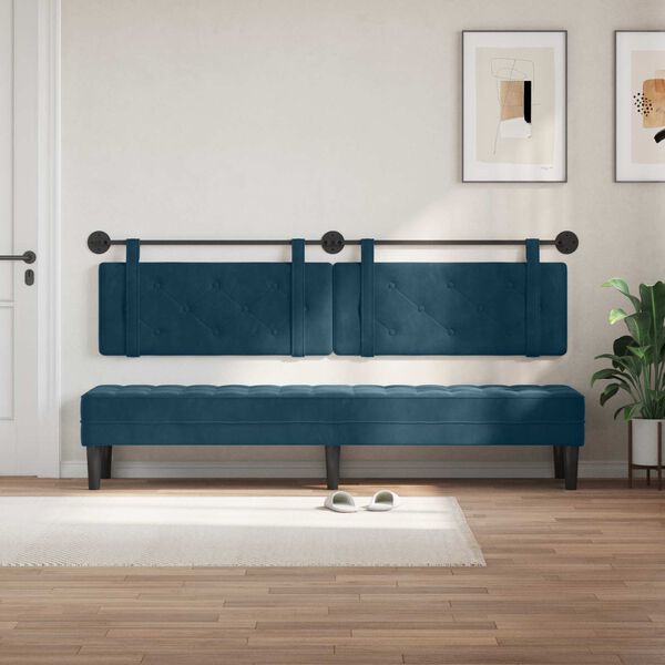 vidaXL T&ecirc;te de lit suspendue Bleu 210 x 55 x 5 cm Velours