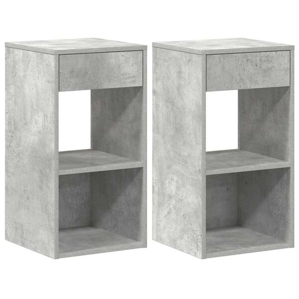 vidaXL Tables de chevet avec tiroir 2 pcs gris b&eacute;ton 35x34x66,5 cm