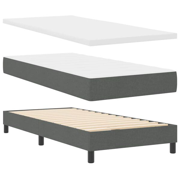 vidaXL Lit &agrave; ressorts avec matelas Gris fonc&eacute; 200 x 140 cm Polyester
