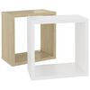 vidaXL &Eacute;tag&egrave;res cube murales 2 pcs Blanc et ch&ecirc;ne sonoma 26x15x26 cm