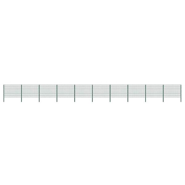 vidaXL Panneau de cl&ocirc;ture avec poteaux en fer 1730 x 120 cm Vert