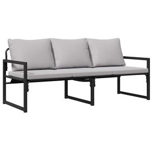 vidaXL Mobilier de jardin avec coussin Noir 180 x 72.5 x 71 cm Acier