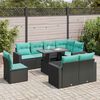 vidaXL Salon de jardin avec coussins 9 pcs noir r&eacute;sine tress&eacute;e acacia