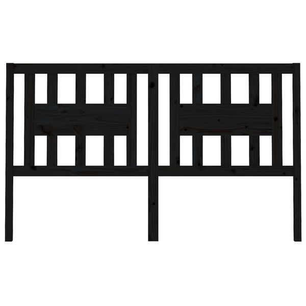 vidaXL T&ecirc;te de lit Noir 156x4x100 cm Bois massif de pin