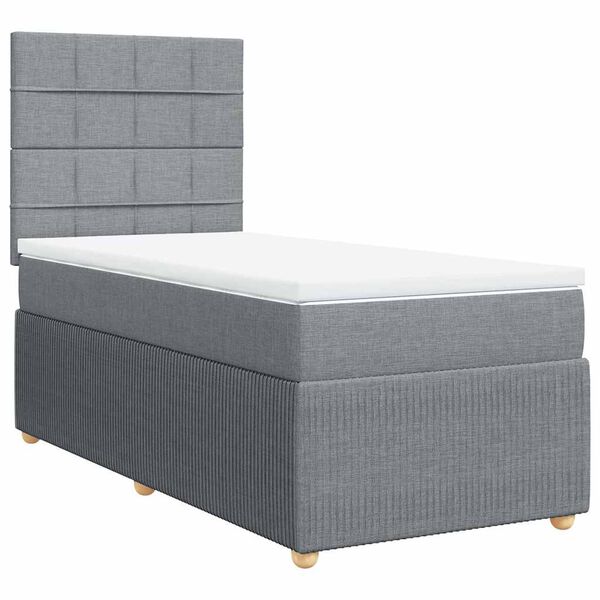 vidaXL Sommier &agrave; lattes de lit avec matelas Gris clair 100x200cm Tissu