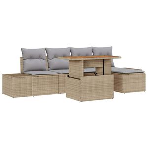 vidaXL Ensemble de canap&eacute; de jardin 6 pc Beige polyrotin