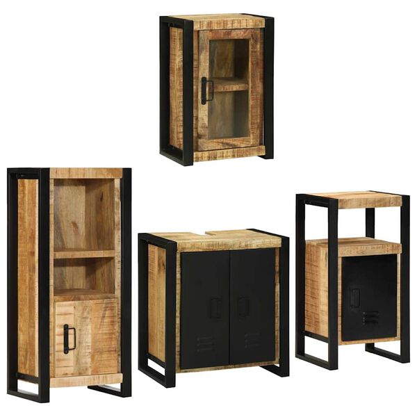 vidaXL Ensemble de mobilier de salle de bain avec &eacute;tag&egrave;re 4 pcs