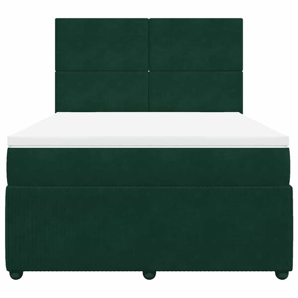 vidaXL Sommier &agrave; lattes de lit et matelas Vert fonc&eacute; 140x190cm Velours
