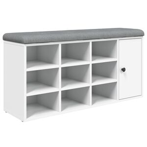 vidaXL Banc &agrave; chaussures blanc 102x32x50 cm bois d'ing&eacute;nierie