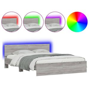 vidaXL Cadre de lit avec LED sans matelas sonoma gris 160x200 cm