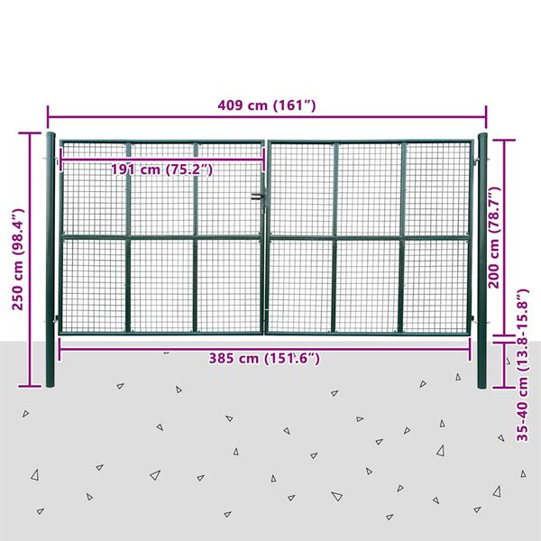 vidaXL Portail de jardin en maille 400x200 cm