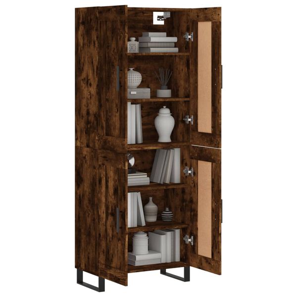 vidaXL Buffet haut Chêne fumé 69,5x34x180 cm Bois d'ingénierie