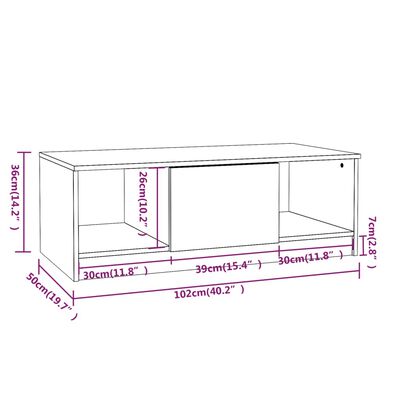 vidaXL Table basse sonoma gris 102x50x36 cm bois d'ingénierie