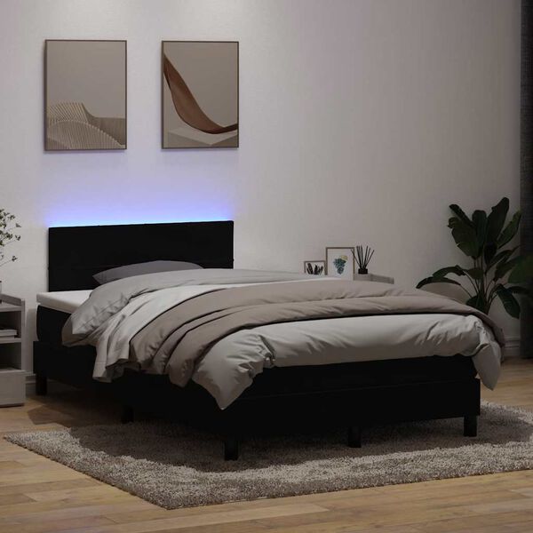 vidaXL Sommier &agrave; lattes de lit avec matelas et LED noir 120x210 cm velours
