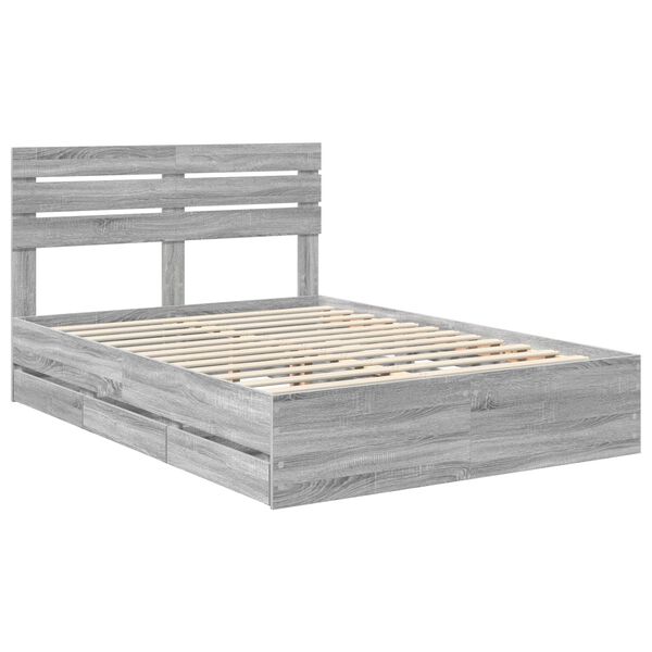 vidaXL Cadre de lit Gris Sonoma 140 x 190 cm Bois Ing&eacute;nierie