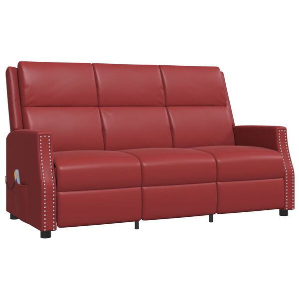 vidaXL Fauteuil de massage inclinable 3 places rouge bordeaux