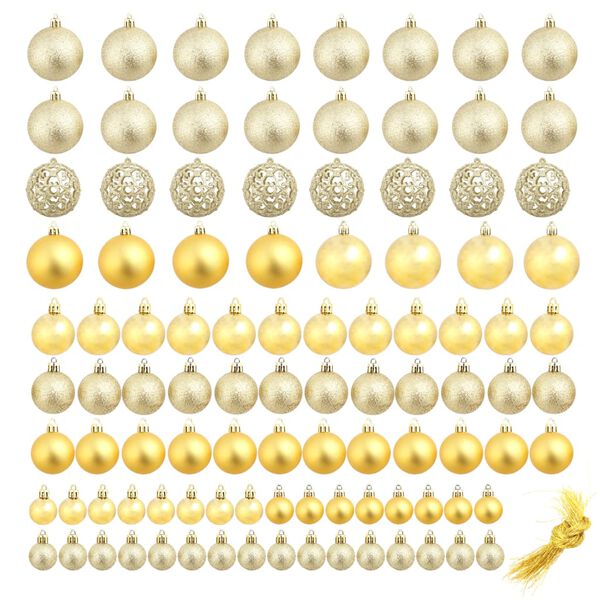 vidaXL Ensemble de boules de Noël 100 pcs 3/4/6 cm Doré