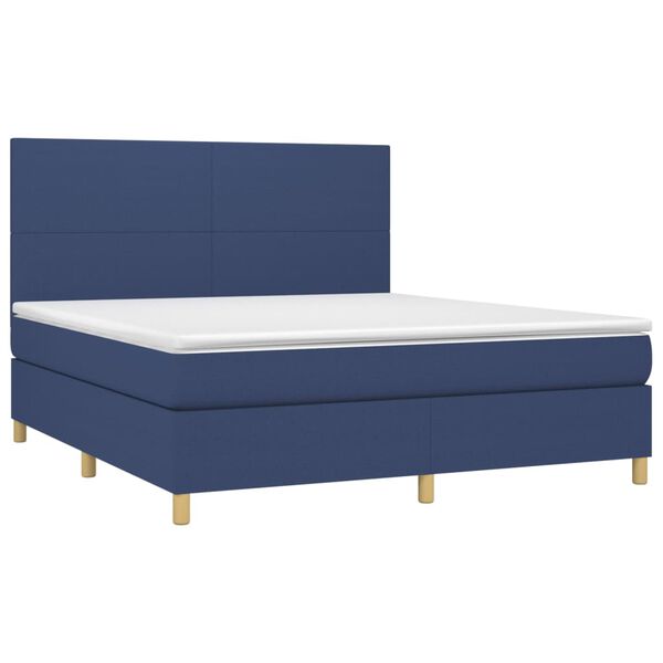 vidaXL Sommier &agrave; lattes de lit et matelas et LED Bleu 180x200 cm Tissu