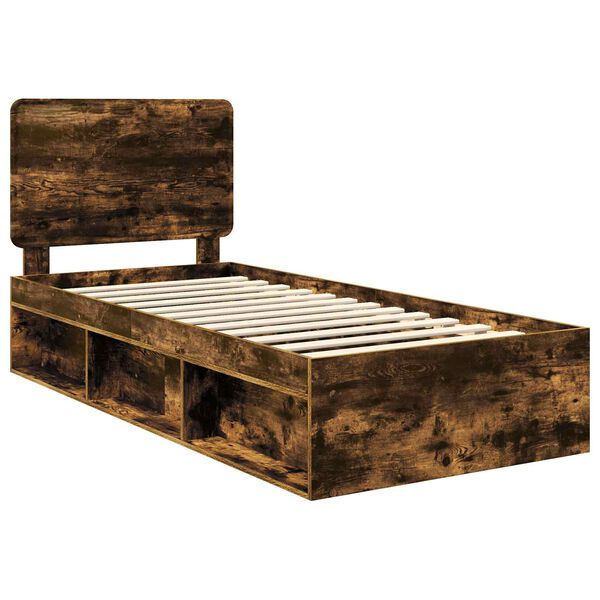 vidaXL Cadre de lit Ch&ecirc;ne fum&eacute; 90 x 190 cm Bois de pin massif