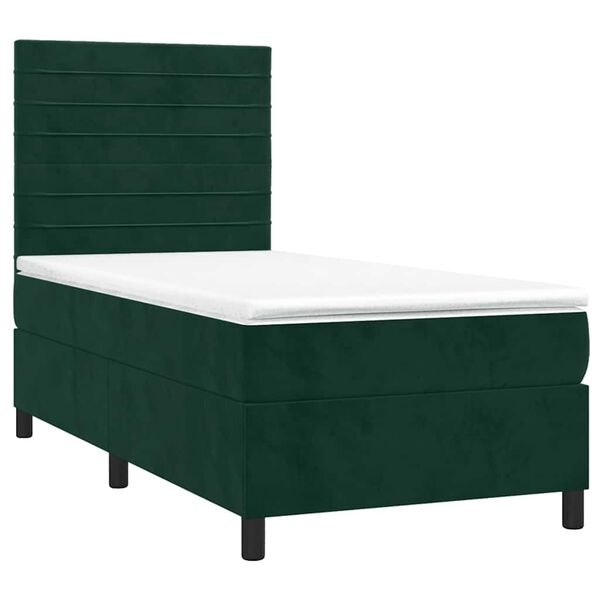 vidaXL Sommier &agrave; lattes de lit avec matelas Vert fonc&eacute; 90x200 cm