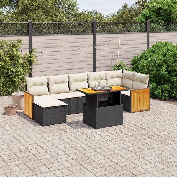 vidaXL Salon de jardin 8 pcs avec coussins noir r&eacute;sine tress&eacute;e
