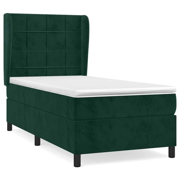 vidaXL Sommier &agrave; lattes de lit avec matelas Vert fonc&eacute; 100x200 cm