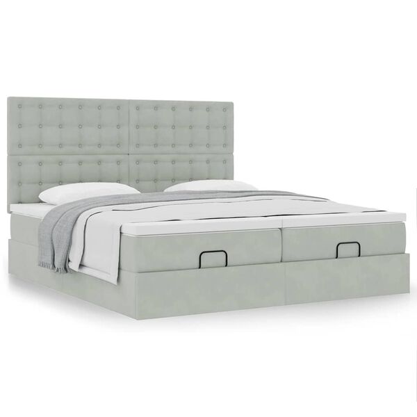 VidaXL Cadre de lit ottoman et matelas gris clair 160x200cm velours