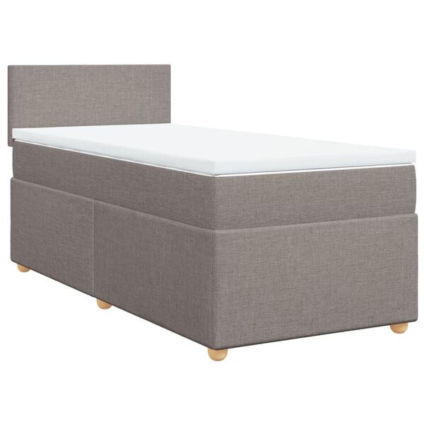 vidaXL Sommier &agrave; lattes de lit avec matelas Taupe 100x200 cm Tissu