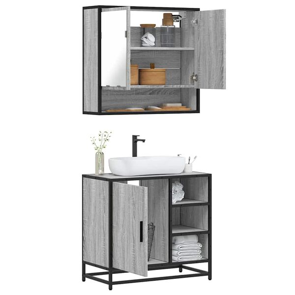 vidaXL Ensemble de meubles de salle de bain 2 pcs Sonoma gris
