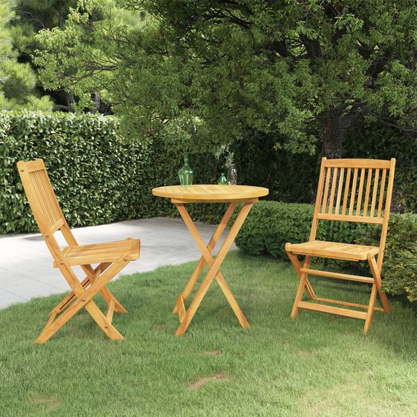 vidaXL Ensemble &agrave; manger de jardin pliable 3 pcs Bois d'acacia solide