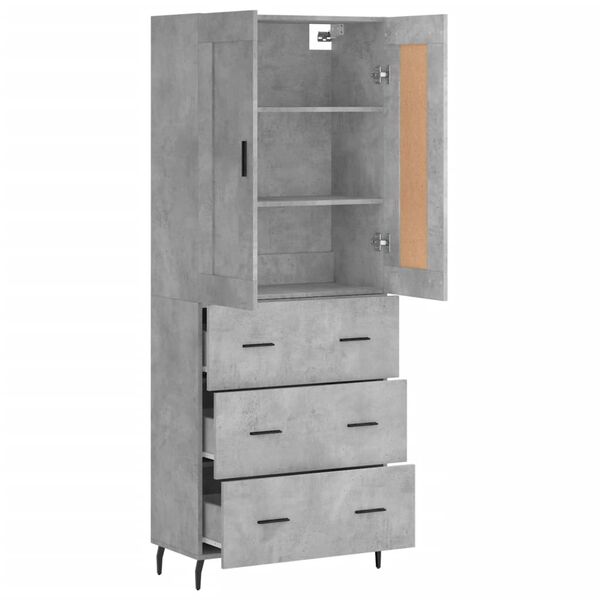 vidaXL Buffet haut Gris b&eacute;ton 69,5x34x180 cm Bois d'ing&eacute;nierie