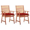 vidaXL Chaises &agrave; manger d'ext&eacute;rieur lot de 2 et coussins Acacia massif