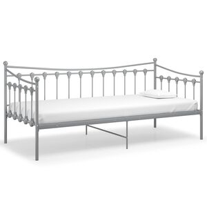 vidaXL Cadre de canap&eacute;-lit sans matelas gris m&eacute;tal 90x200 cm