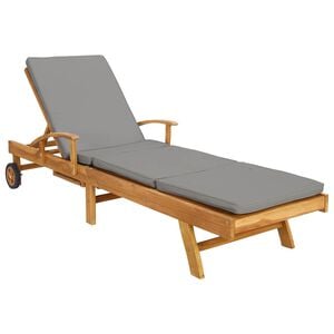 vidaXL Chaise longue avec coussin 100% Polyester Teck Solide