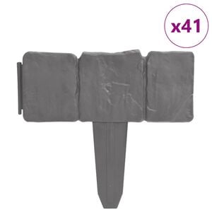vidaXL Cl&ocirc;ture de jardin/pelouse plastique aspect de pierre 41 pcs 10m