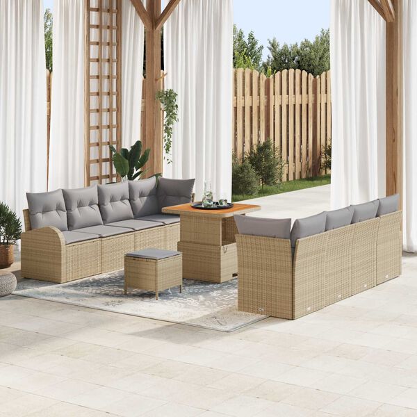 vidaXL Ensemble de canap&eacute; de jardin 11 pcs Beige et Gris clair