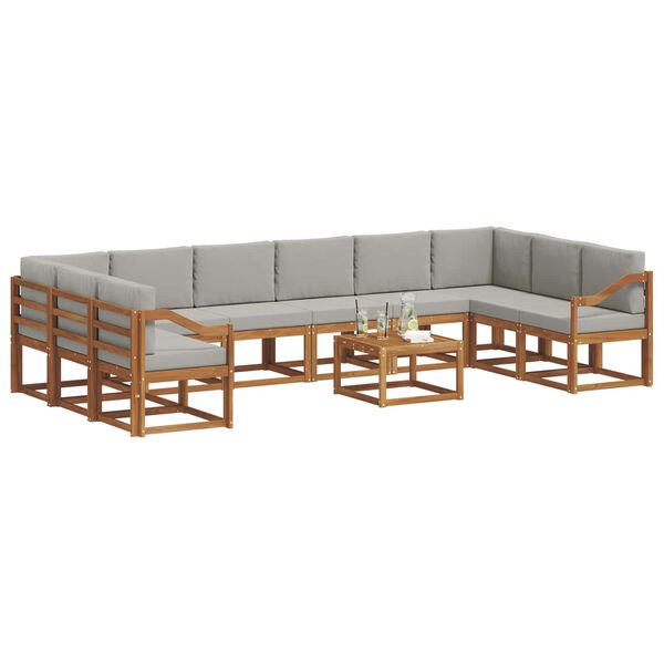 vidaXL Ensemble de canap&eacute;s d'ext&eacute;rieur 11 pcs Gris Naturel et Clair